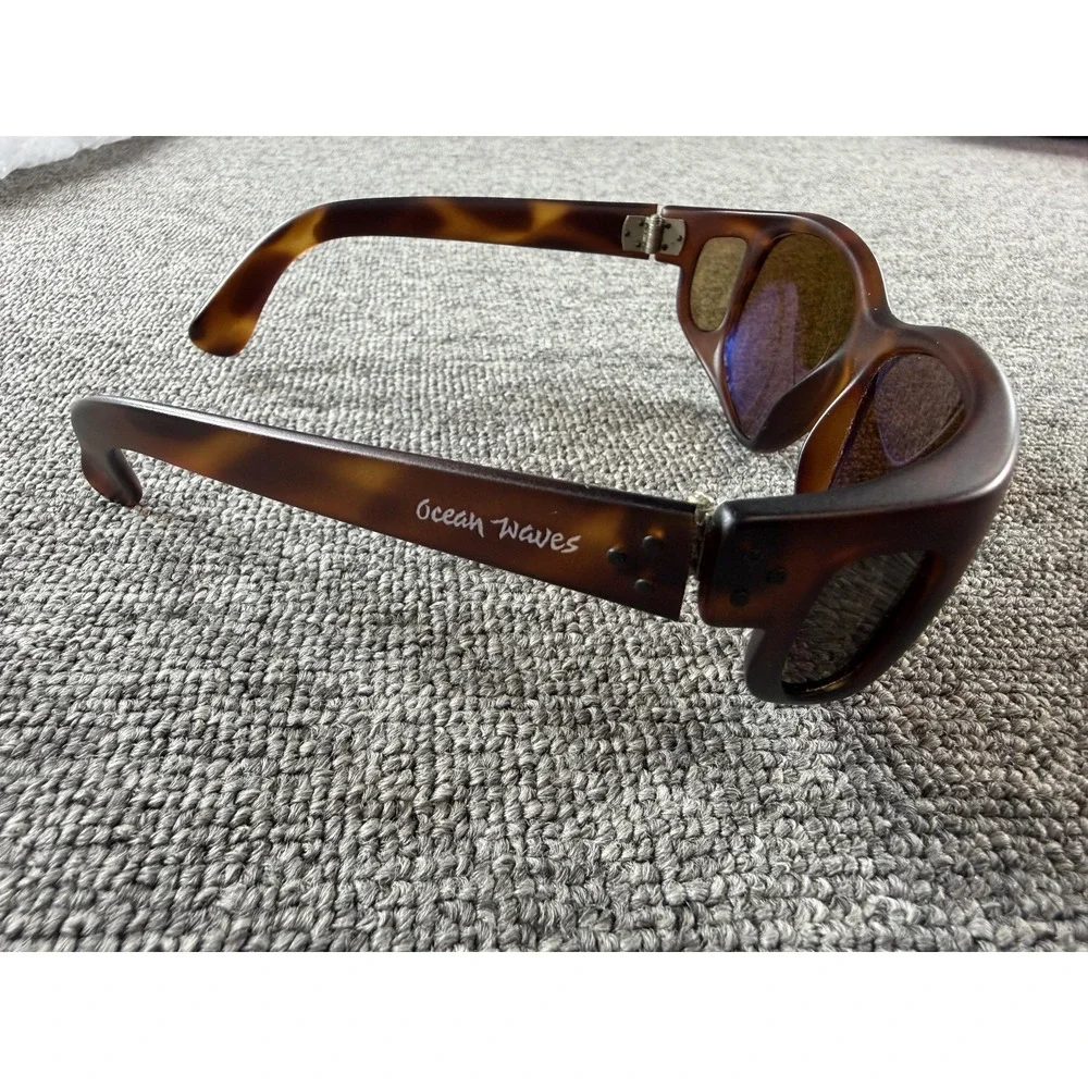 Ocean Waves Sunglasses Mens One Size Brown Tortoise Wrap Blue Mirrored Nassau